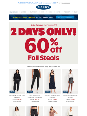 Old Navy - 🍂 Perfect time for a fall refresh! Get 60% off steals of the season