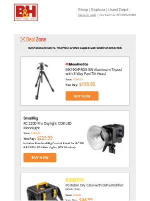 B&H Photo Video - Today's Deals: 💰$200 OFF! Manfrotto Aluminum Tripod w/ 3-Way Pan/Tilt Head & More!
