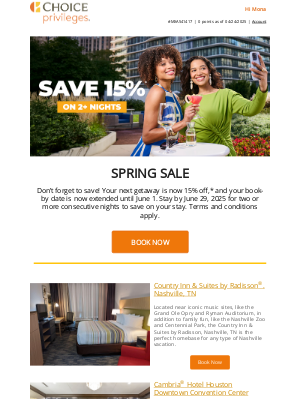 Choice Hotels - SALE EXTENDED: Save 15% on 2 Nights!