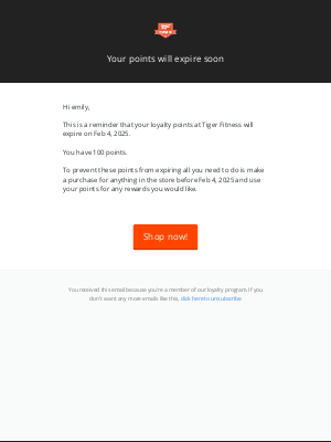 Tiger Fitness - Your points at Tiger Fitness are about to expire!