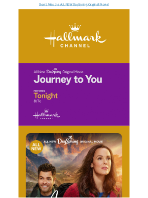 Hallmark Channel (Crown Media Holdings, Inc.) - Journey to You Premieres Tonight 8/7c!