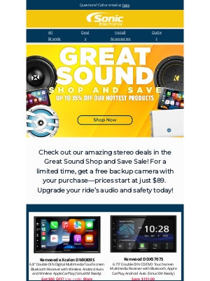 Sonic Electronix - Don’t Miss Out: Stereo Deals & Free Backup Camera!