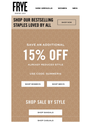 The Frye Company - Sale Wraps Up Tonight!