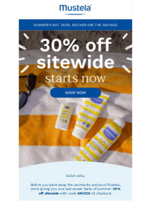 Mustela - Your Labor Day treat is here: 30% off sitewide 🎉