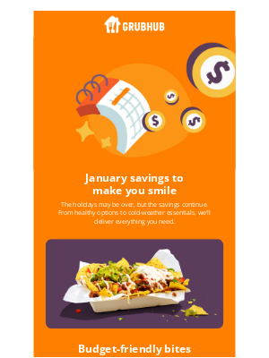 GrubHub - Your January delivery digest 🍕😋