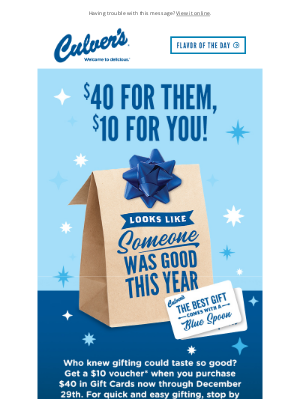 Culver's - Give Gift Cards With Heart 💙