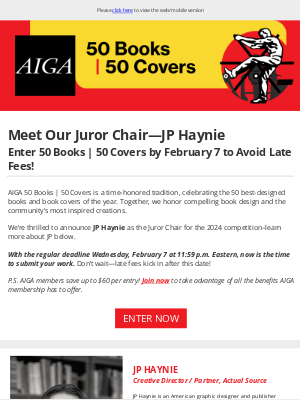 AIGA - JP Haynie Joins 50 Books | 50 Covers as Chair—Enter Before Feb 7!