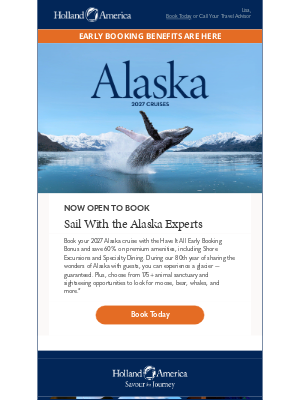 Holland America Line - New: 2027 Alaska Cruises Now Available!