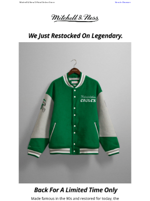 Mitchell & Ness Nostalgia Co - Restock | The Eagles Varsity Jacket You've Been Waiting For.