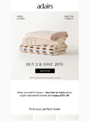 Wrap Yourself in Luxury | Linen Lovers Buy 2 & Save 20% on Towels