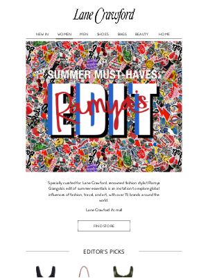 Lane Crawford (Hong Kong) - Summer Must-Haves: Ramya’s Edit