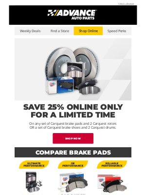 Advance Auto Parts - Instant Savings Inside: 25% Off DIY Brake Jobs