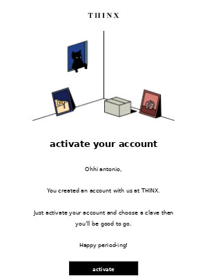 account confirmation email example from Thinx