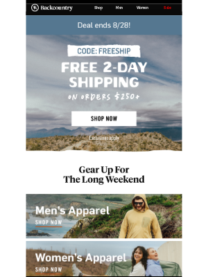 Free 2-day shipping on orders $250+