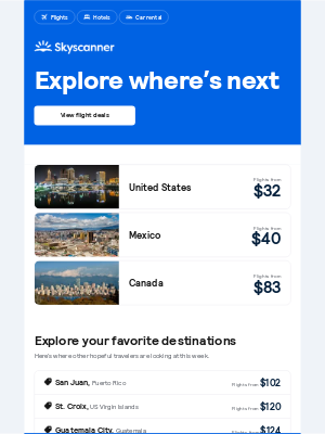 Skyscanner  - Flights from $32