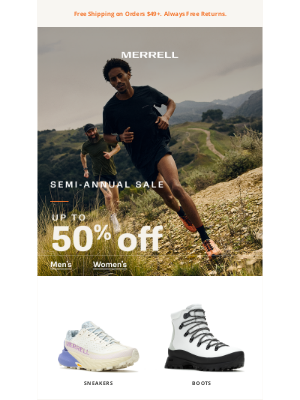 Merrell - Run, don't walk: Up to 50% off is happening now