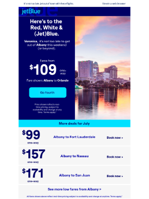 JetBlue Airways - Go fourth. Jump on these July flights from Albany.