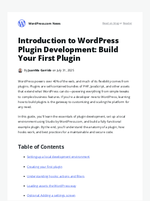 WordPress - Introduction to WordPress Plugin Development: Build Your First Plugin
