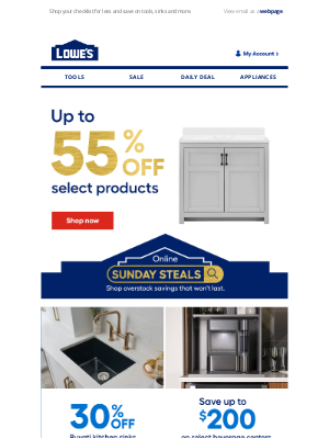 Lowe's - Get up to 55% OFF with Sunday Steals!