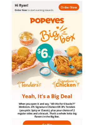 Popeyes Louisiana Kitchen - Ooh! 🤩 $6 Big Box is BACK, y’all