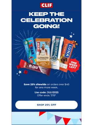 Clif Bar & Co. - Take 20% Off Sitewide for One More Week!