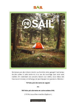 SAIL (Canada) - Votre équipement de camping vaut de l'or 💰