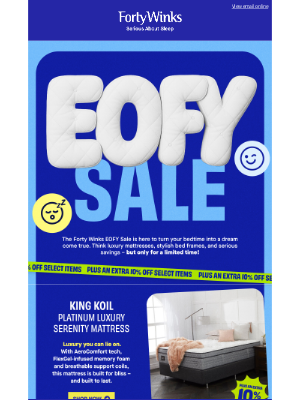 Forty Winks (Australia) - Epic EOFY Offers For Your Best Sleep Yet