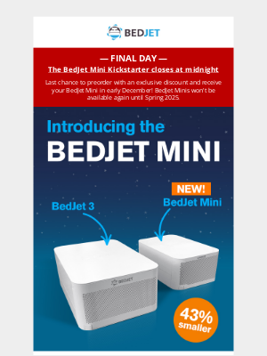 BedJet - FINAL HOURS to preorder BedJet Mini