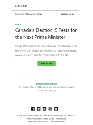 Gallup - Canada's Election: 5 Tests for the Next Prime Minister