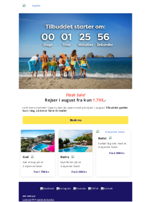 Apollo (Denmark) - Flash sale! Rejs fra 1.798,- i august