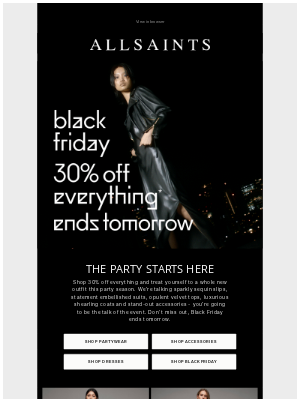 ALLSAINTS (United Kingdom) - The Party Starts Here: 30% Off Dresses