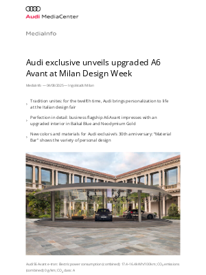 AUDI - Audi exclusive unveils upgraded A6 Avant at Milan Design Week