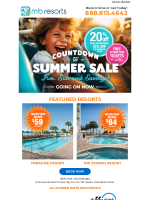 Brittain Resorts & Hotels - 🌞 Celebrate National Tourism Day With A Beach Getaway! Rates from $59 Per Night With Our Countdown to Summer Sale!⛱