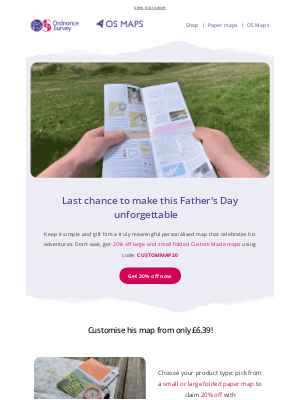 Ordnance Survey - Ends soon! 20% off the gift he'll actually keep 👀