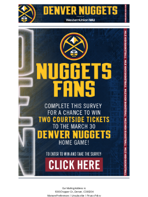 Denver Nuggets - Win Two Courtside Tickets to the March 30 Denver Nuggets Home Game!
