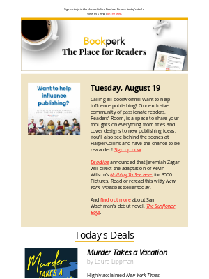 HarperCollins - Your perks for Tuesday