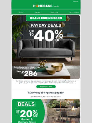 Homebase (United Kingdom) - Last chance ⏰ up to 40% OFF with Payday Deals