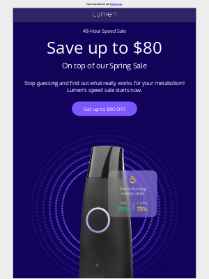 Lumen - ⚡ 48-Hour Speed Sale:  Get up to $80 OFF – on top of our Spring Sale