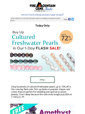 Fire Mountain Gems and Beads - 1-Day Pearl Flash SALE! The World is Your Oyster