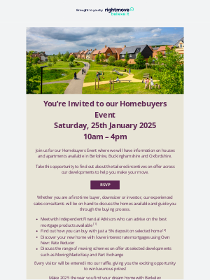 Rightmove UK - Berkeley Homes' Homebuyers Event on Saturday 25th January