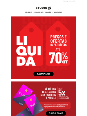 Studio Z (Brazil) - COMEÇOU 🔥 Liquida com até 70% OFF