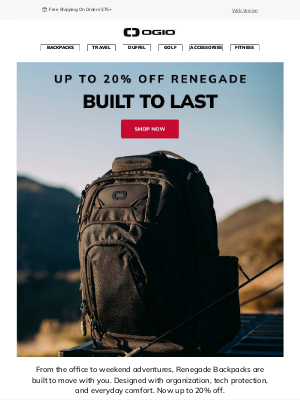 Renegade Backpacks are up to 20% Off