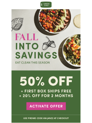 Green Chef - Eat clean this month and beyond 🌱 50% off!