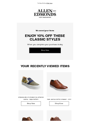 Allen Edmonds - Enjoy 10% off