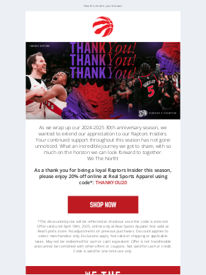 Toronto Raptors - Thank You For Being A Raptors Insider!