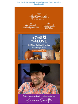 Hallmark Channel (Crown Media Holdings, Inc.) - All New Fall into Love Movies Every Sat 8pm/7c! 🍂