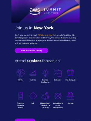 Amazon AWS - Check out the session catalog at AWS Summit New York