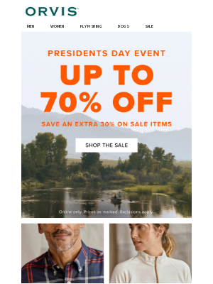 Orvis - ENDS TOMORROW: Extra 30% Off Everything On Sale