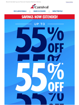 Carnival Cruise Line - Savings Alert! 55% Off Cruise Rates are BACK On!