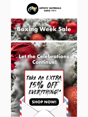 Boxing Day Deals Are ON! Take An EXTRA 15% Off EVERYTHING